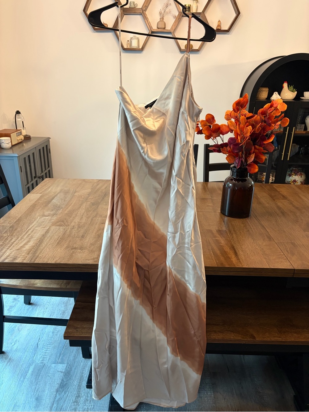 Forever 21 Champagne and Golden Rust Satin Slip Maxi Dress (NEW)
